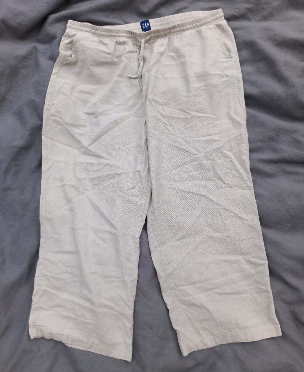 GAP Women’s XXL Khaki Linen Blend Wide Leg Pants Coastal Summer Lagenlook - Picture 1 of 4